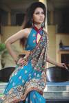 Latest Blue Embroidered Georgette Saree