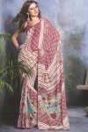 Pink and White Party Wear Designer Saree 2010
