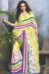 Casual Wear Printed Saree in Yellow Color