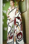 Beautiful White Printed Saree with Red Floral Prints