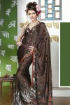Newly Arrived Printed Sari in Brown Color