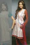 White Full Sleeves Unstitched Churidar Kameez Collection