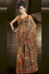 Festival and Party Wear Saree in Bronze Brown Color