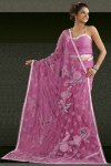 Light Pink Party Saree with Embroidery in Faux Georgette