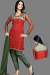 Newly Arrived Unstitched Red and Green Salwar Kameez 2010