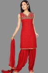 Dazzling Red Unstitched Shalwar Kameez for Party Wear