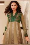 Anarkali Salwar Suit in Brown and Green Color 2010