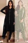 Anarkali Salwar Kameez for Party Wear in Charcoal Gray Color