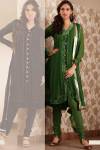 Fern Green Anarkali Shalwar Kameez for Party Wear