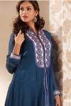 Full Sleeves Anarkali Salwar Kameez in Yale Blue Color