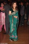 madhuri dixit in a teal designer saree at ritesh genelia reception party